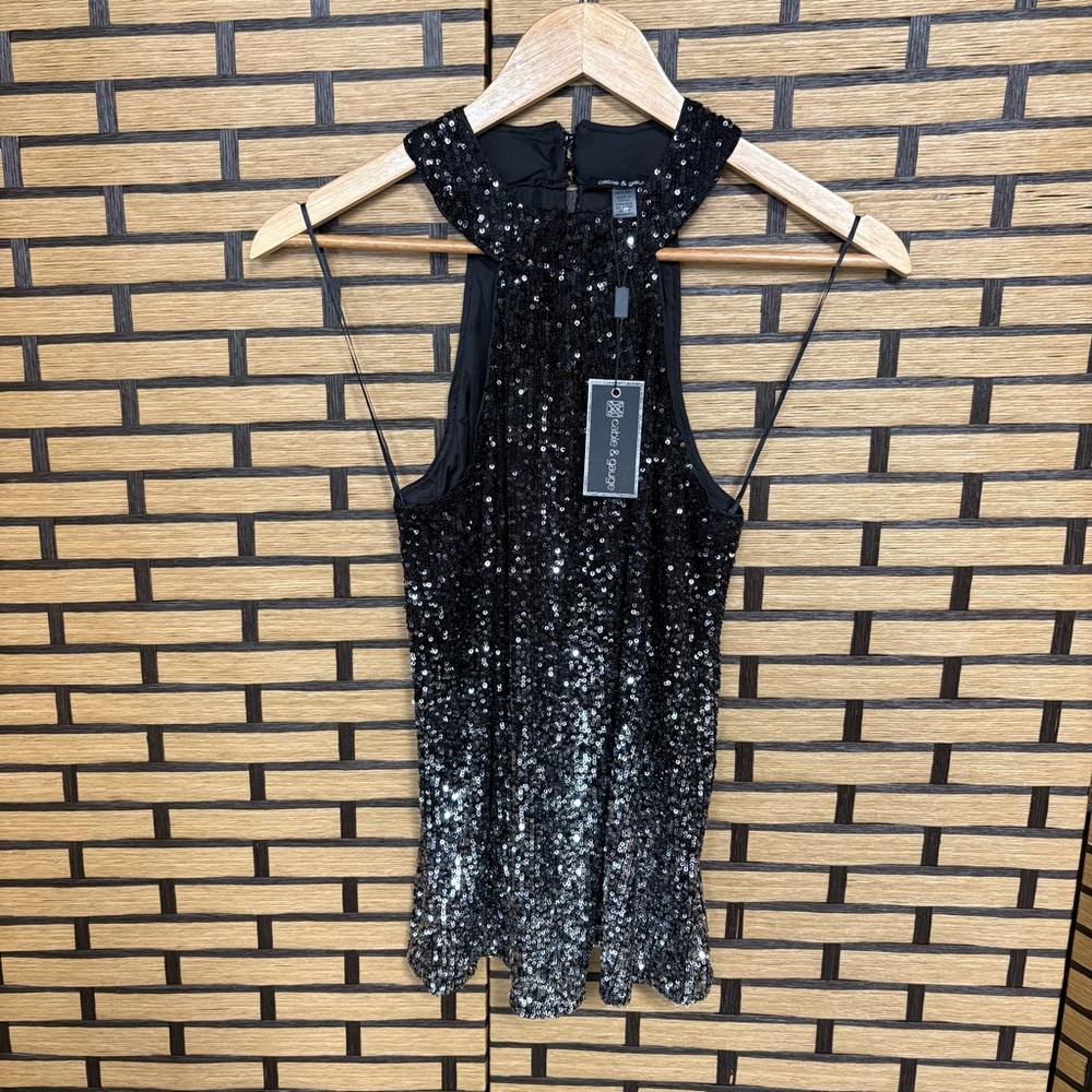 Cable & Gage Black And‎ Silver Ombre Sequin Tank Top Size Small